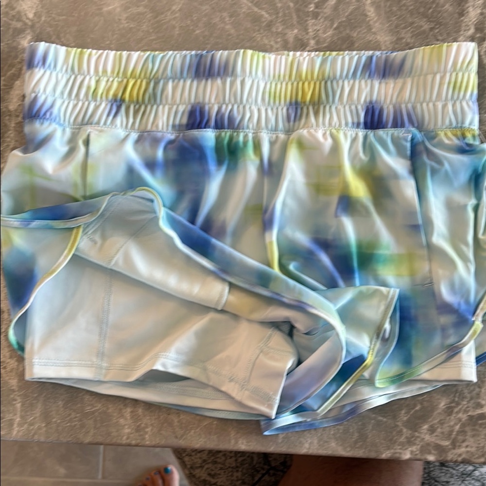 Avia Blue and Green Athletic Shorts with Elastic Waistband